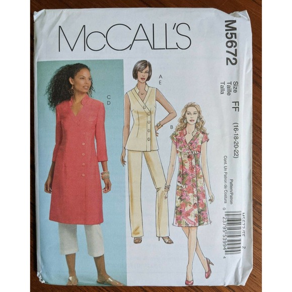 UNCUT McCalls 5672 Tunic Pants Dress Sewing Pattern Sizes 16-22 - Picture 1 of 3